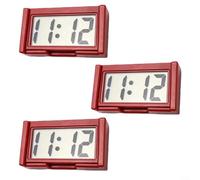 Lot de 3 mini horloges numériques pour tableau de bord de voiture avec écran LCD facile à lire, design étanche et résistant aux chocs pour tableau de bord, bureau ou cuisine, bleu, blanc et noir