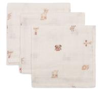 Jollein Lingettes Mousseline Bébé - Animal Friends - Lot de 3-31x31 cm - Mousseline - 100% Coton - Langes Bébé - Certifiée OEKO-TEX