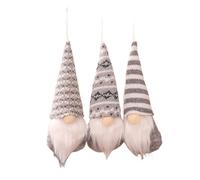 Lot de 3 mini nains de Noël scandinaves - Décorations de Père Noël en feutre doux faites à la main avec chapeaux tricotés, nez en peluche, arbre suspendu