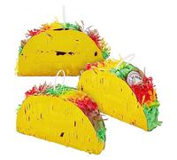 Lot de 3 mini piñatas de taco en forme de panda bleu, décoration de fête mexicaine, 15,2 x 5,1 x 8,9 cm