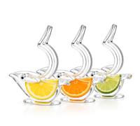 Lot de 3 Mini Presse-Agrumes Manuels Oiseau pour Citron Orange Transparent | compact et réutilisable avec bec verseur direct, idéal pour eau citronnée, salades, petit-déjeuner et cuisine