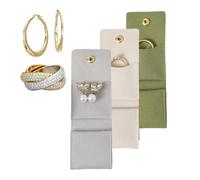 Lot de 3 mini sacs à bijoux de voyage - Petits sacs de rangement pliables | Étuis pour bagues, boucles d'oreilles, colliers et bracelets | Rangement de bijoux portable pour femmes et