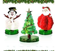 Lot de 3 Mini Sapin de Noël en Papier Magique, kit de Culture en Cristal, Arbre de Noël Magique, kit de Croissance Magique, Kits scientifiques et Jouets, Instructions d'apprentissage