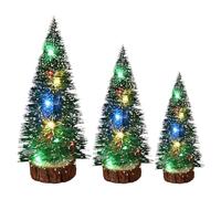 Lot de 3 mini sapins de Noël de table avec lumières LED, décoration de bureau avec lumières lumineuses pour table, maison, chambre, cheminée, bureau