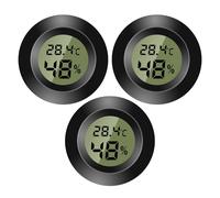 Lot De 3 Mini Thermomètres D'Intérieur Numériques - Moniteur De Température Et D'Humidité - Hygromètre Numérique - Pour Chambre D'Enfant, Incubateur De Guitare, Reptiles, Serres De Voiture - Noir