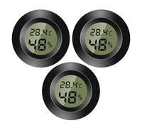 Lot de 3 mini thermomètres numériques | Moniteur de température et d'humidité, Hygromètre pour incubateur de guitare, reptiles, serres de voiture - Noir