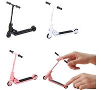 Lot de 3 mini trottinettes pliables, accessoires de planche à doigt, petite trottinette pour fêtes, entraînement des doigts, ne convient pas aux enfants de moins de 12 ans (noir, blanc, rose) 8,5 cm.