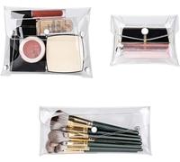 Lot de 3 mini trousses de maquillage en PVC transparent avec fermeture à pression pour les vacances, les voyages, la salle de bain, les outils et les accessoires
