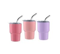 Lot de 3 mini verres à shot avec paille et couvercle, gobelets, verres à double paroi, 57 ml (A)