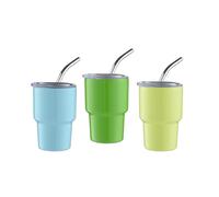 Lot de 3 mini verres à shot avec paille et couvercle, gobelets, verres à double paroi, 59 ml (B)