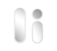 AltoBuy Lot de 3 Miroirs Blanc 75x25 cm / 49x25 cm / Ø25 cm