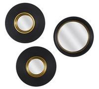 AltoBuy Lot de 3 Miroirs Convexes Ronds Noir et Or