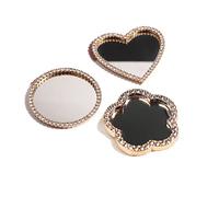 Lot de 3 miroirs de maquillage pour coque de téléphone portable avec petits cercles en verre pour projets d'art ou d'artisanat, encadrement, décoration (doré)
