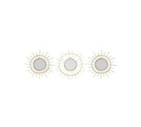 Lot de 3 Miroirs en Rotin "Fixation Mur" 28cm Naturel