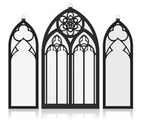 Lot de 3 miroirs gothiques - Décoration murale arquée - Miroir mural vintage - Cadre d'arche cathédrale - Miroir décoratif gothique avec anneau de suspension - Facile à installer pour chambre à
