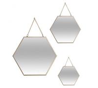 Lot de 3 miroirs héxa métal chaine Atmosphera - 3 Miroirs héxa Or