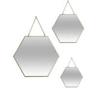 Lot de 3 miroirs hexa or metal chaine