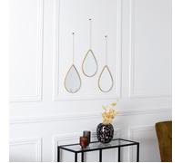 Lot De 3 Miroirs - Home Deco Factory - Sixte - Suspendus - Goutte - Dorés