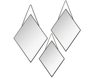 Lot de 3 Miroirs Losanges en métal Noir - Atmosphera