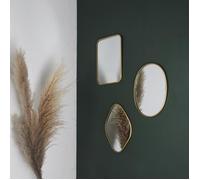 Lot de 3 miroirs - M2 - Asymétrique - Bambou et métal - Beige - CMP