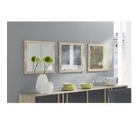 Lot de 3 miroirs MALMO. Cadre coloris chêne clair, sonoma. Accessoire idéal pour la décoration de votre habitation. 60 Marron