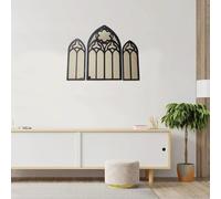 Lot de 3 miroirs muraux gothiques arqués en bois et acrylique pour salon, bureau, église, finition blanche et dorée