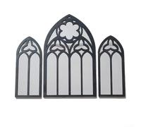 Lot de 3 miroirs muraux gothiques arqués offrant une décoration murale élégante et une amélioration de la luminosité pour différentes pièces (blanc)