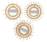 Lot de 3 Miroirs Muraux Rotin "Soleil" 28cm Beige
