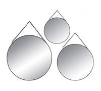 Lot de 3 miroirs ronds métal chaine Atmosphera - Noir - Noir -