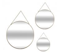 Lot de 3 miroirs ronds métal chaine Atmosphera - Or - Or -