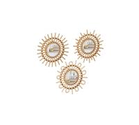- Lot de 3 miroirs Soleil en rotin - Diam. 28 cm - Beige