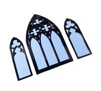 Lot de 3 miroirs vintage pour fenêtre cathédrale - Cadre arqué réfléchissant - Pour décoration sophistiquée de maison, café