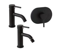 LOT DE 3 MITIGEURS POUR LAVABO, BIDET, ET DOUCHE À ENCASTRER NOIR MAT FASSA