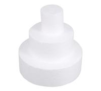 Lot de 3 modèles de gâteau en mousse prothétiques pour décoration de faux gâteau, factice, cercle de gâteau, factices en polystyrène, modèles ronds, outils d'entraînement hexagonaux, blanc