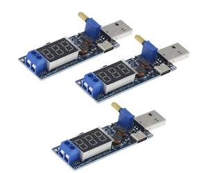 Lot de 3 modules d'alimentation Step Up Down Power Supply DC-DC - USB 5 V à 3,3 V/9 V 12 V 24 V - Convertisseur de tension réglable - Convertisseur Step Up (type C)