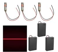Lot de 3 modules laser focalisables - Mise au point laser réglable - Ligne laser rouge - 3-5 V - 650 nm - Avec lentilles en plastique + support de batterie AA - Utilisé pour la correction et