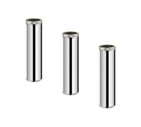 Lot de 3 MonMobilierDesign TDPI1000 Conduit double paroi isolé polycombustible longueur 100 cm Inox Ø175