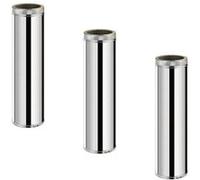 Lot de 3 MonMobilierDesign TDPI1000 Conduit double paroi isolé polycombustible longueur 100 cm Inox Ø125 Inox