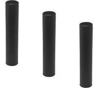Lot de 3 MonMobilierDesign TDPI1000 Conduit double paroi isolé polycombustible longueur 100 cm Noir Ø125 Noir