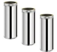 Lot de 3 MonMobilierDesign TDPI500 Conduit double paroi isolé polycombustible longueur 50 cm Inox Ø125