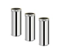 Lot de 3 MonMobilierDesign TDPI500 Conduit double paroi isolé polycombustible longueur 50 cm Inox Ø80