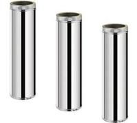 Lot de 3 MonMobilierDesign TDPS1000 Conduit double paroi isolé pour poêle à bois longueur 100 cm Ø150 Inox G