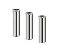 Lot de 3 TDPS1000 Conduit isolé double paroi poêle à bois 100 cm Ø200 | Parois inox AISI 304, isolation laine de roche 30 mm sans pont thermique, compatible bois et fioul. Collier inclus.