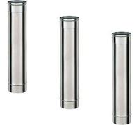 Lot de 3 MonMobilierDesign TI1000 Conduit simple paroi pour bois fioul longueur 100 cm Ø110 Inox