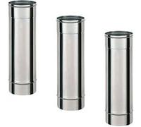Lot de 3 MonMobilierDesign TI500 Conduit simple paroi pour bois fioul longueur 50 cm Ø125 Inox