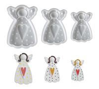 Lot de 3 Moule en Silicone Ange, Modèle en Silicone Ange de Noël pour Plâtre, Moulage Pendentifs Anges Fille Faits Main pour Décorations de Noël, Mariage, Anniversaires et Nouvel An