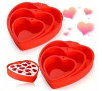 Lot de 3 Moule Gateau Coeur Silicone, Moule en Silicone Coeur Saint Valentin, Antiadhésif Moule a Gateau Patisserie Pour Gâteau Fête Des Mères, Gâteau au Fromage
