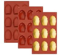 Lot de 3 Moule Madeleine Silicone, 9 Cavités Moule a Madeleine pour Chocolat, Biscuits, Chocolat, Bonbons, Pudding, Muffin