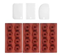 Lot de 3 moules à 8 spirales, 3 grattoirs, moule à chocolat en silicone, moule à biscuits, moule à glaçons, mini moule à gâteau