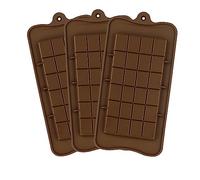 Lot de 3 moules à chocolat en silicone - Moules à barres de chocolat marron - Antiadhésifs et réutilisables - Moules de cuisson pour bonbons, barres protéinées et énergétiques, caramel et friandises